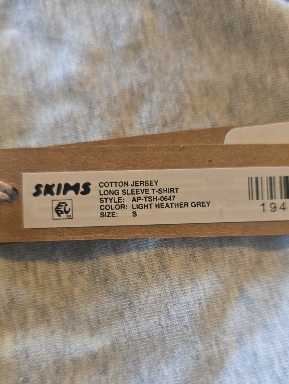 SKIMS Kim Kardashian Women's Small Cotton Jersey Long Sleeve T-Shirt New w/ Tags - Picture 3 of 4